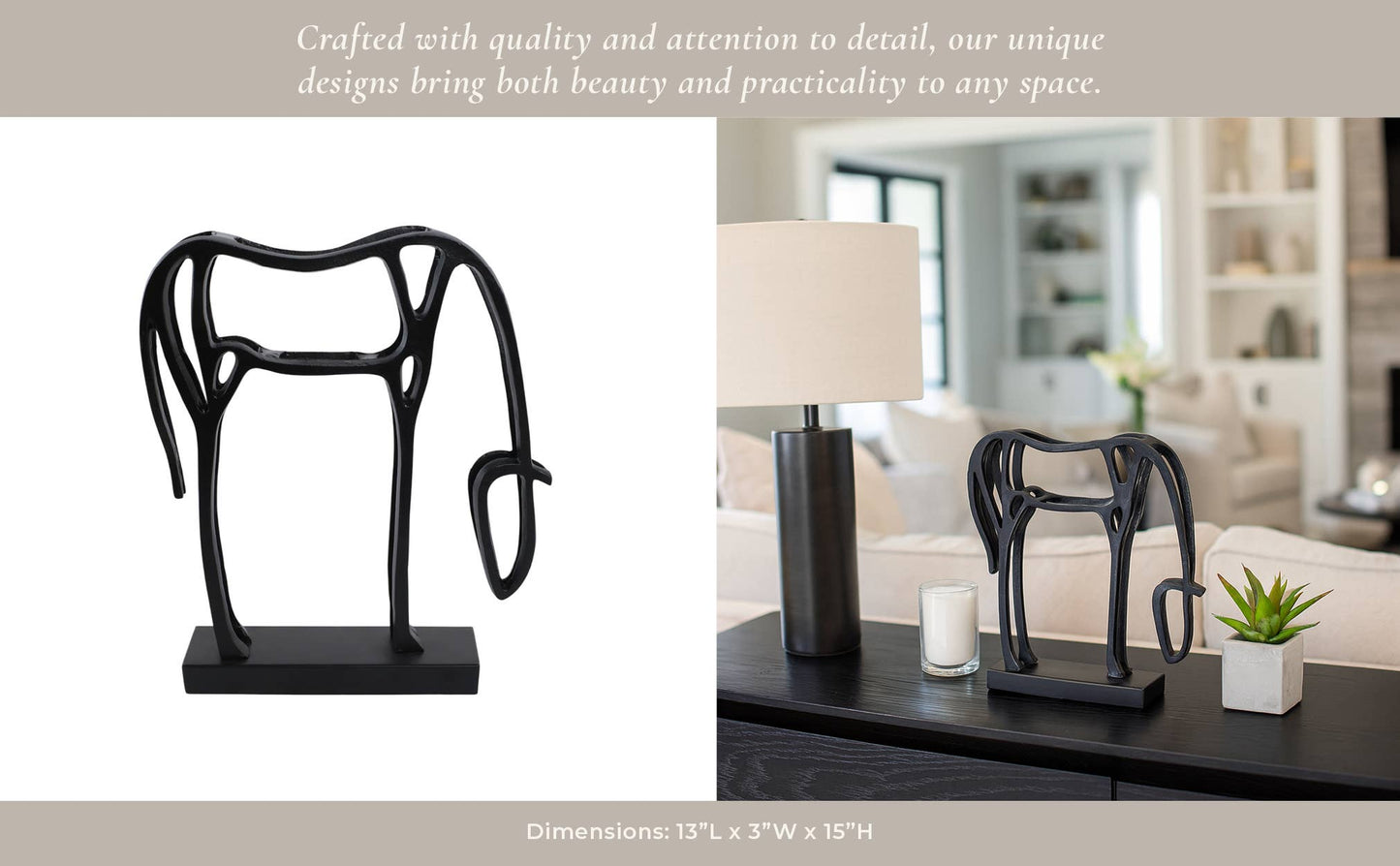 Black Metal Cut-out Horse, 15 in.