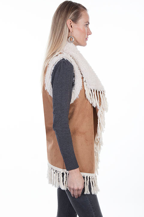 Faux Fur Vest with shearling fringe