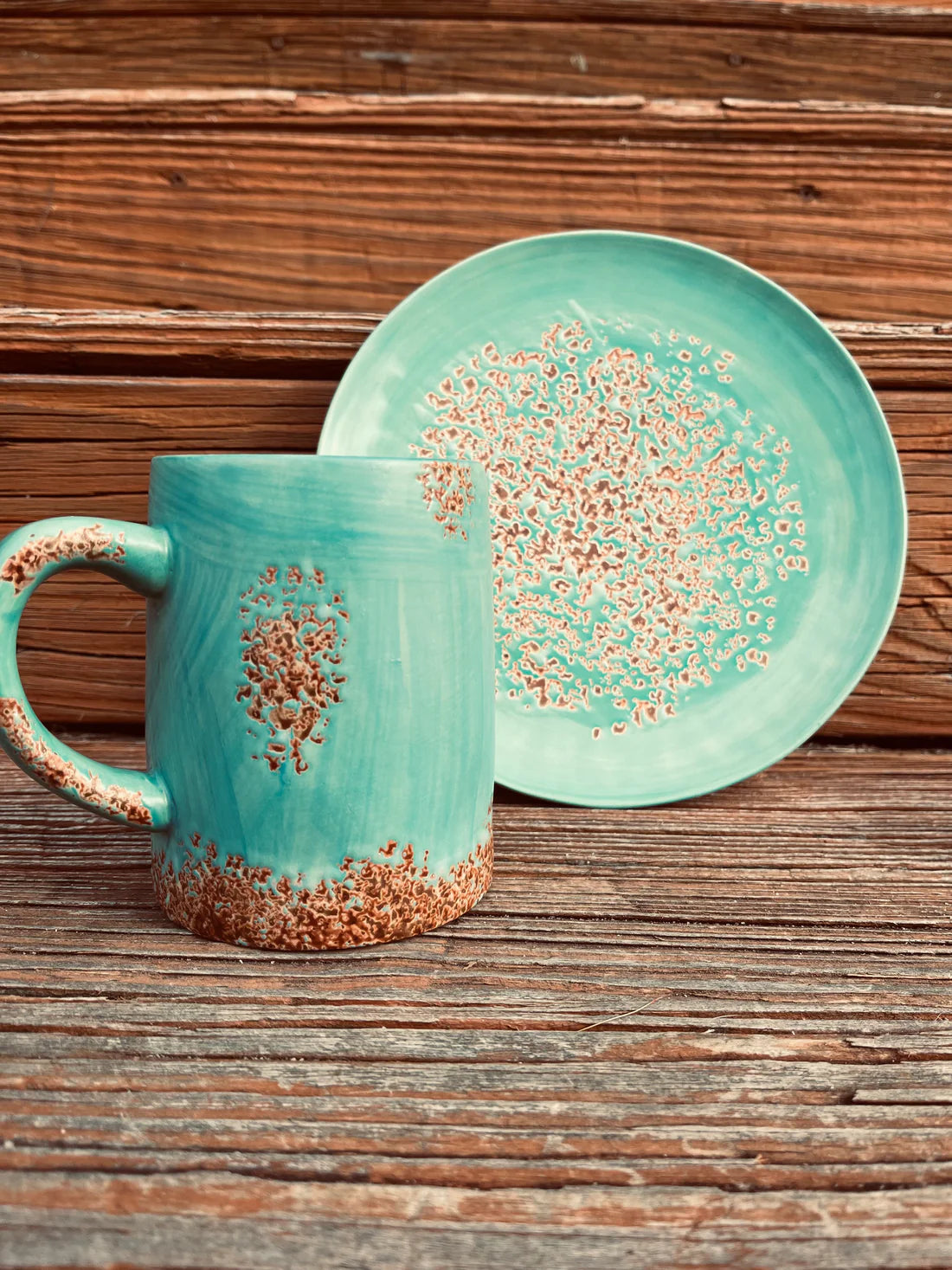Old West Collection Turquoise Patina Dinner set.