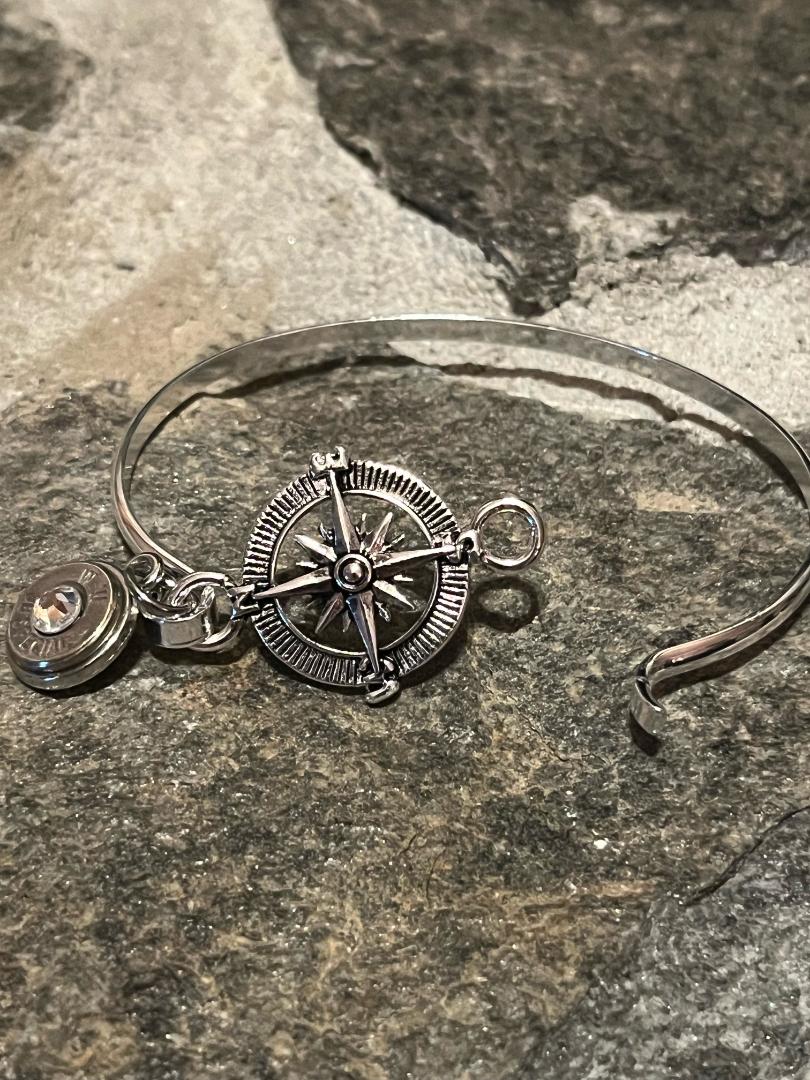 Silver Compass & Bullet Bracelet