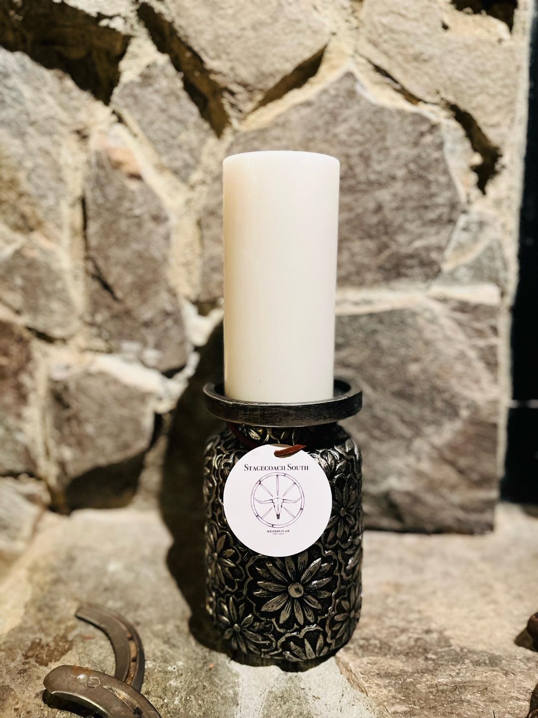 Silver Daisy Candle Pillar