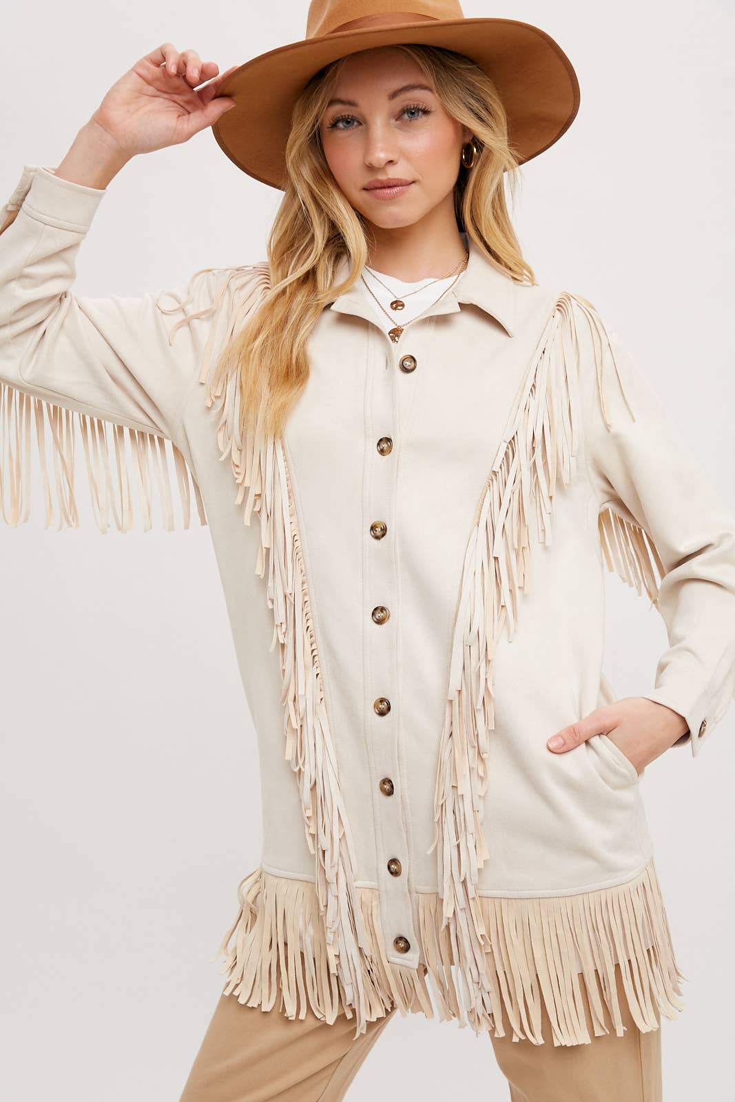 VEGAN SUEDE FRINGED JACKET