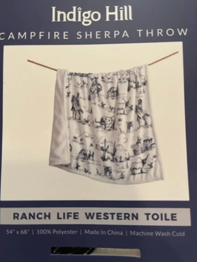 Black and white Longhorn Sherpa Throw