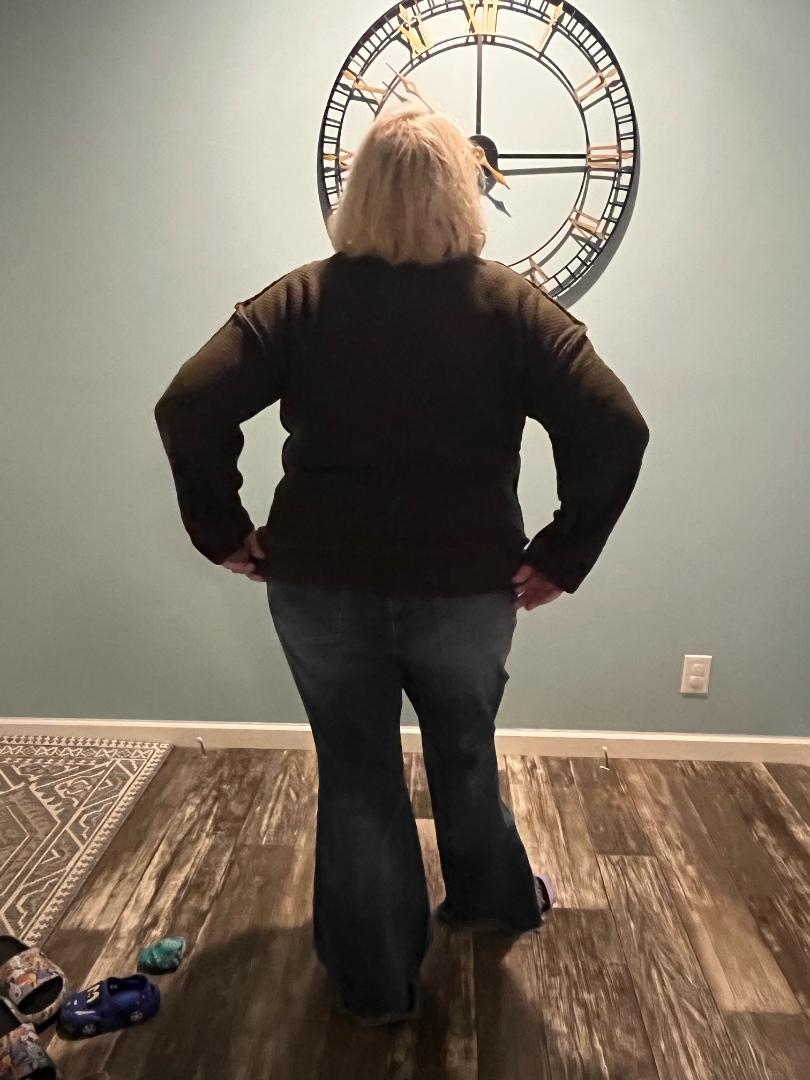 Olive cable sweater with v-neck buttons