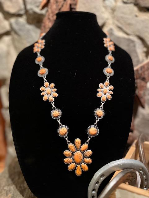 Antique Orange Necklace and earrings