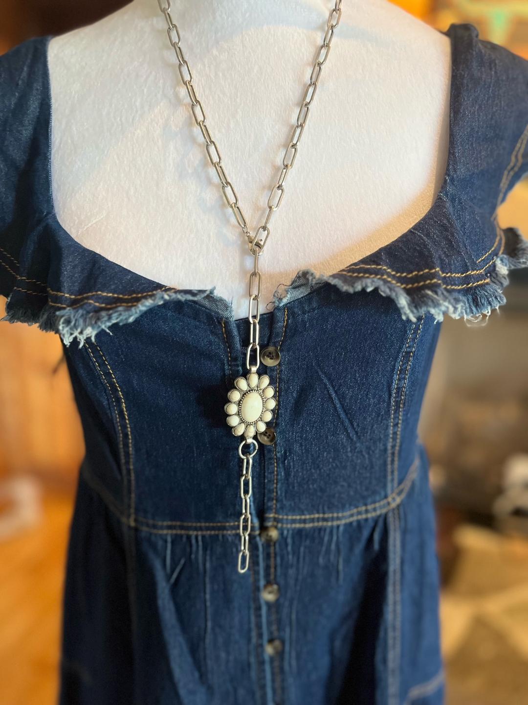 Flirty Shoulder Denim Maxi dress