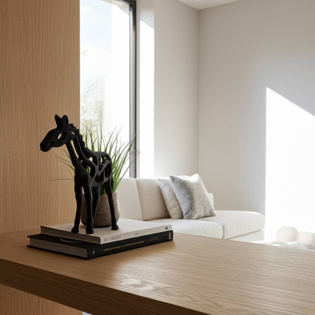 Black Metal Horse Illusion decorative piece 14 in.