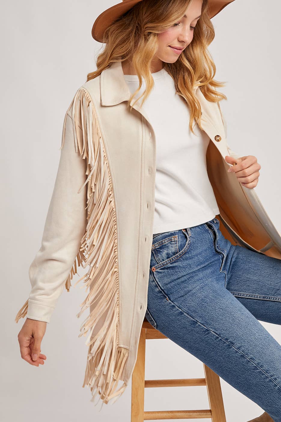 VEGAN SUEDE FRINGED JACKET