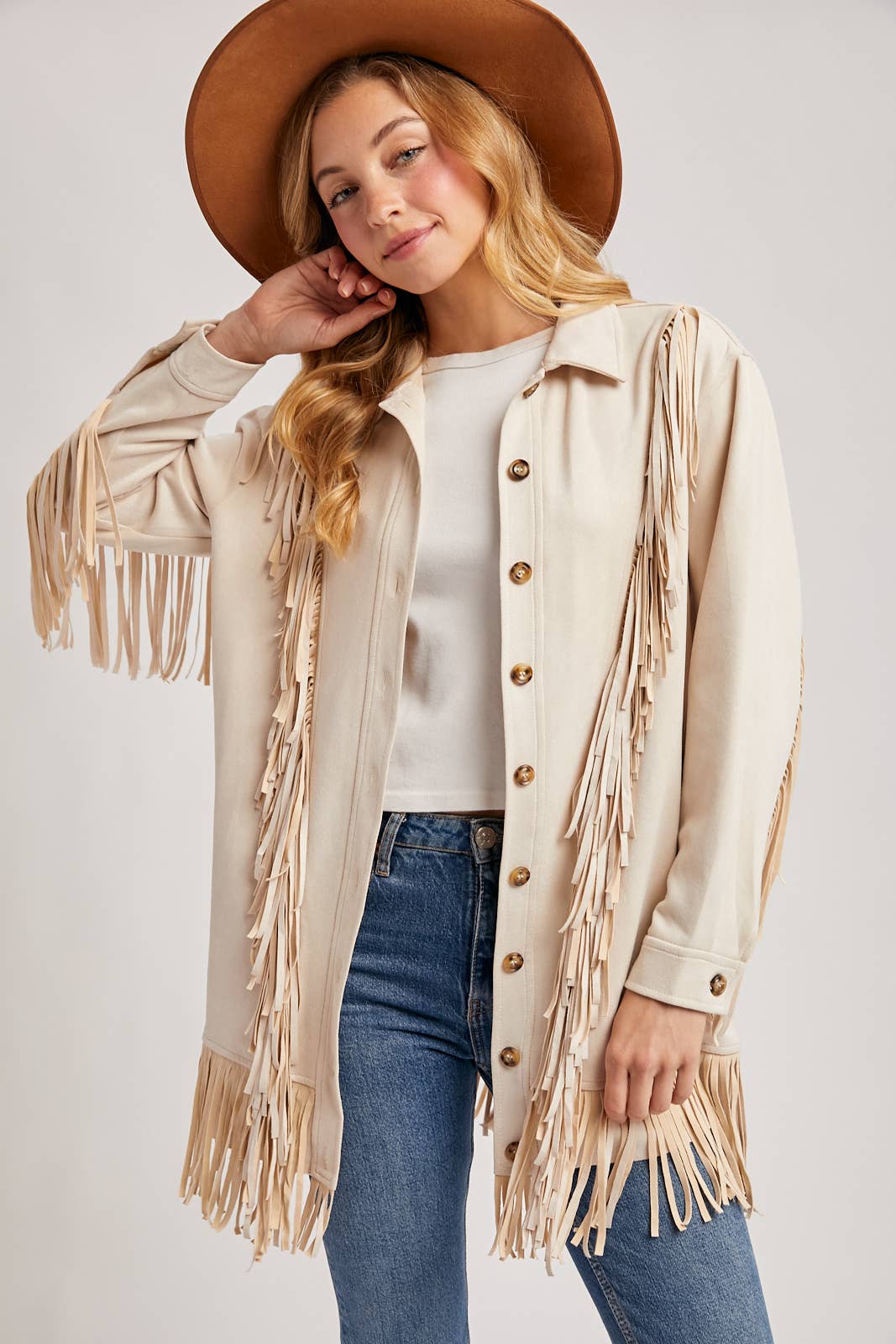 VEGAN SUEDE FRINGED JACKET