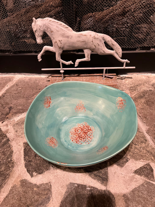 Old West Collection Turquoise Patina Serving Bowl