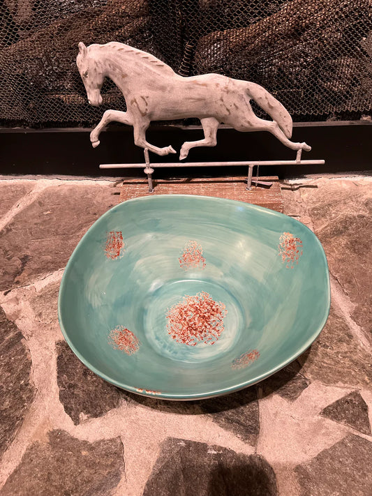 Old West Collection Turquoise Patina Serving Bowl