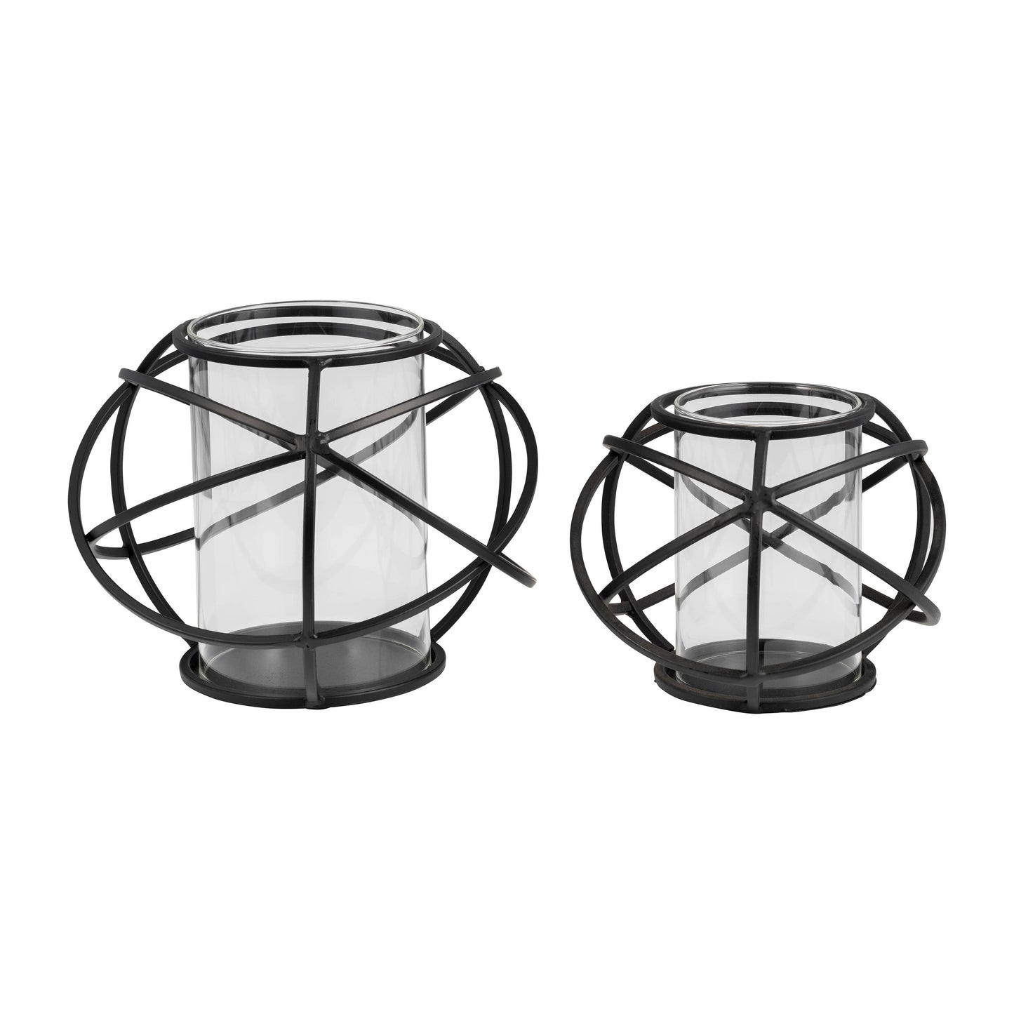 Rustic black metal swirl candle holders-set of 2