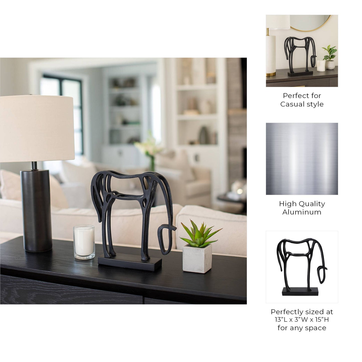 Black Metal Cut-out Horse, 15 in.