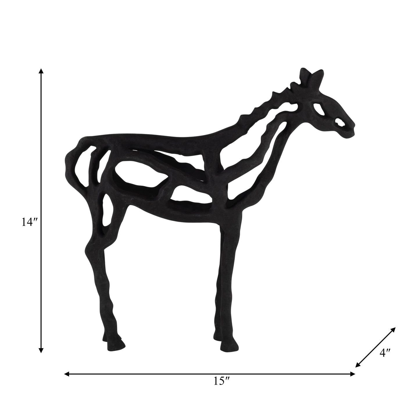 Black Metal Horse Illusion decorative piece 14 in.