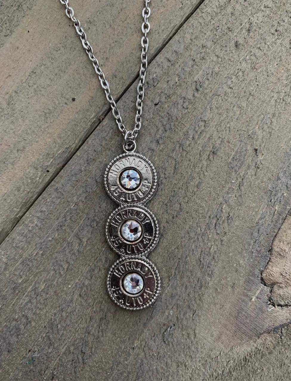 Three bullet Shell Silver necklace