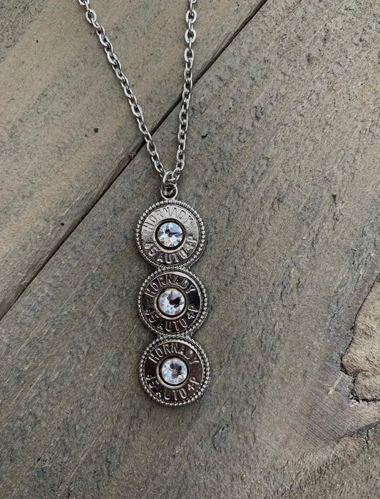 Three bullet Shell Silver necklace