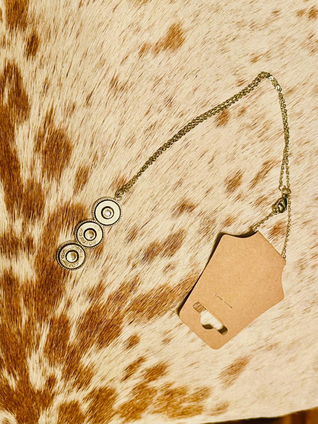 Three bullet Shell Silver necklace