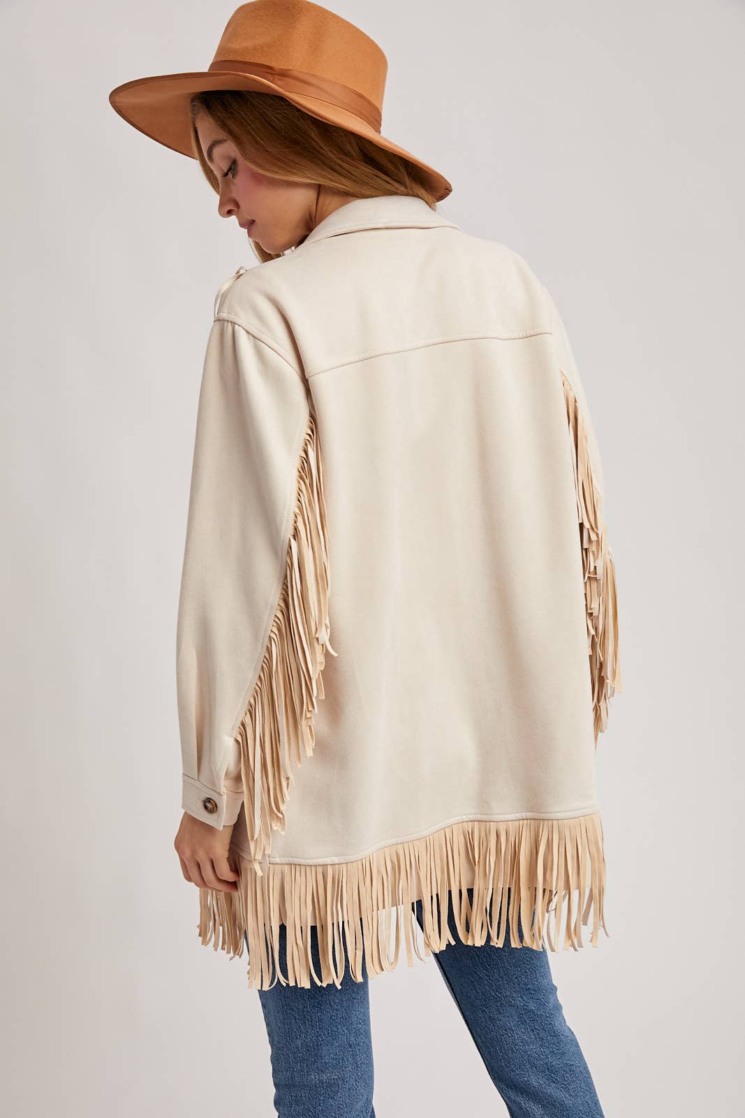 VEGAN SUEDE FRINGED JACKET