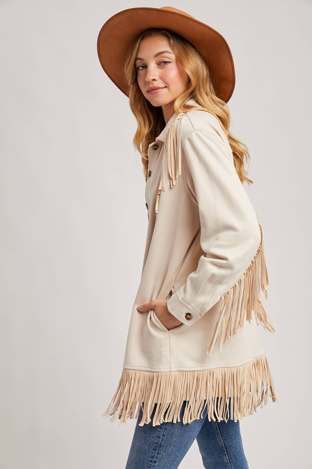 VEGAN SUEDE FRINGED JACKET