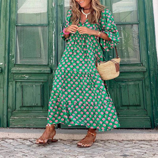 Loose Floral Print Midi Dress