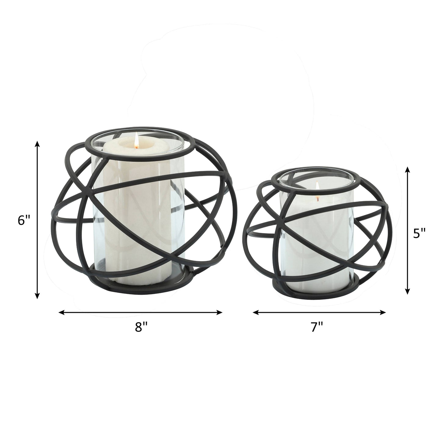 Rustic black metal swirl candle holders-set of 2