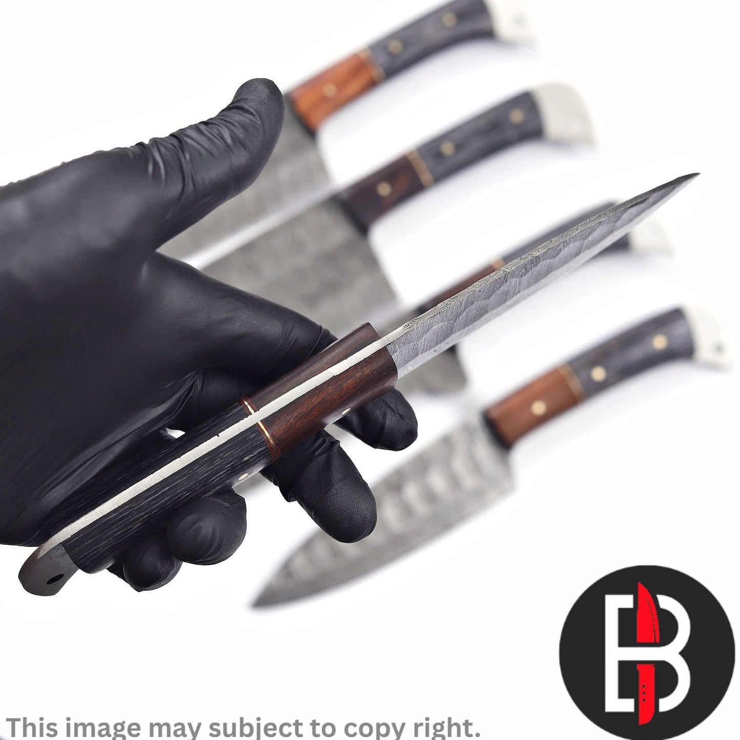 Damascus Steel Chef Set Handmade BBQ with Walnut wood handle