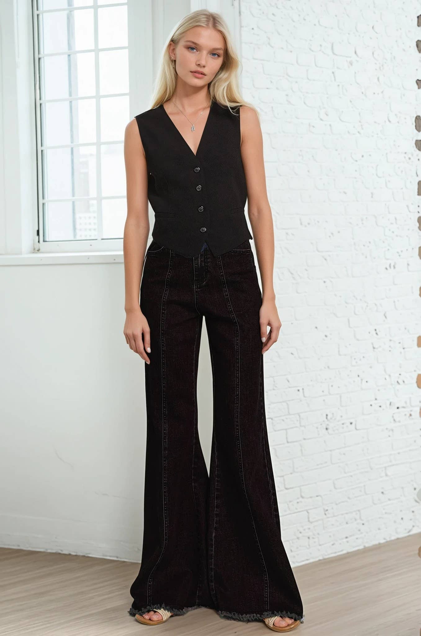 BLACK WIDE LEG PALAZZO FIT JEANS