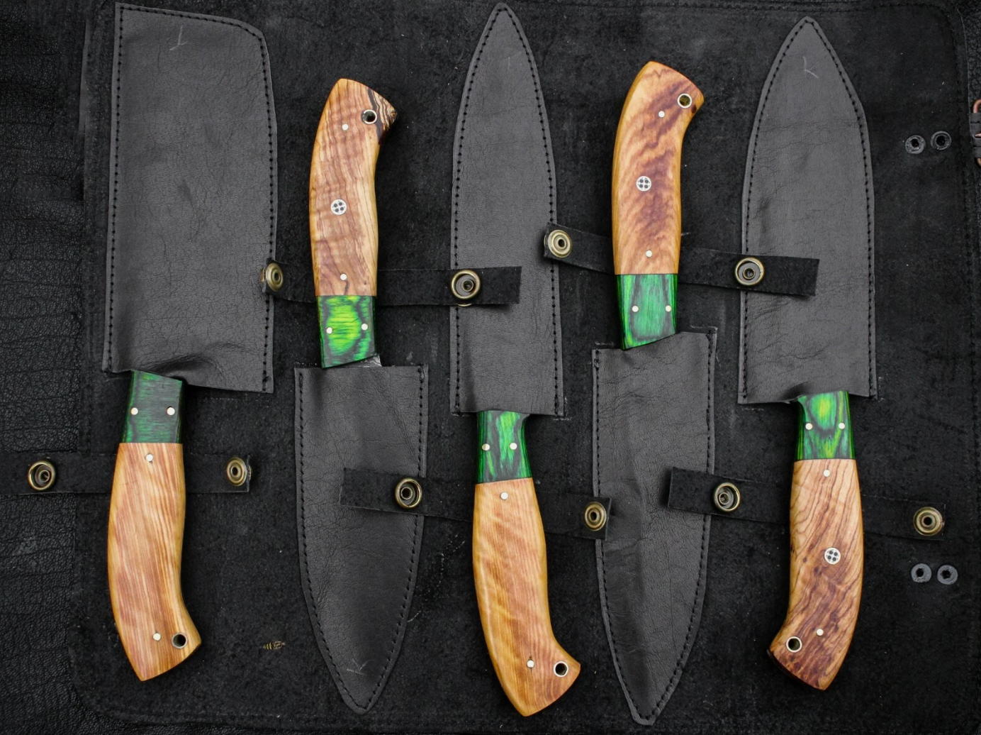 Handmade Damascus Steel Kitchen Chef Outdoor BBQ Knives.