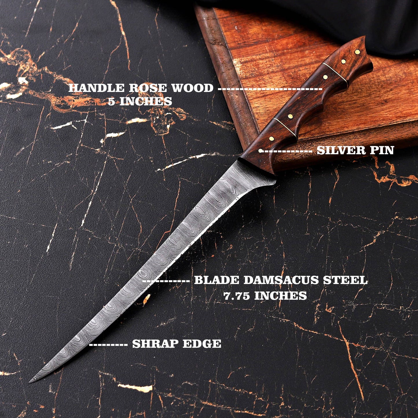 Fishing Fillet Knife Custom Damascus Steel Knife