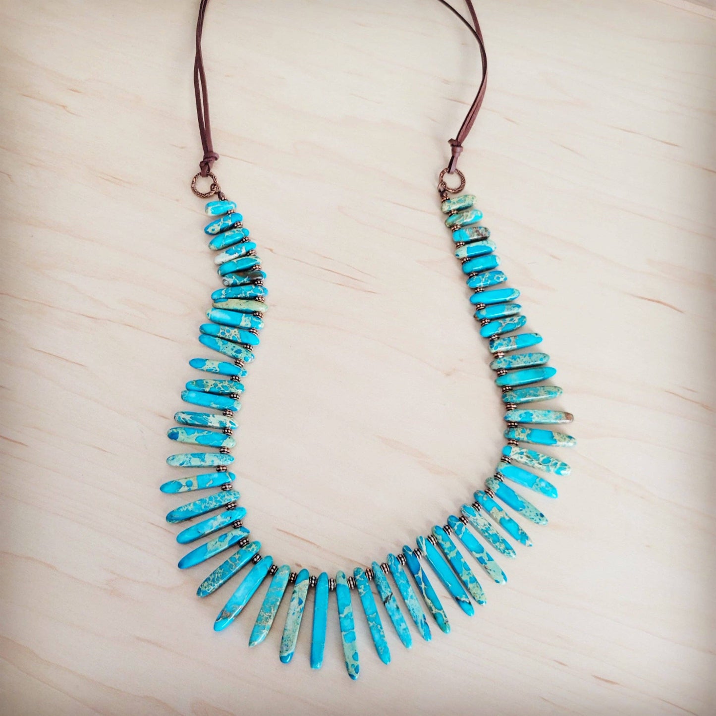 Western Turquoise Regalite Slab Layering Necklace