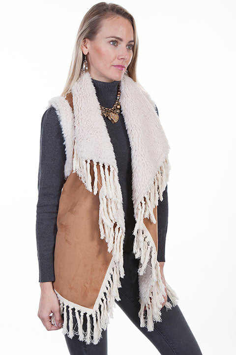 Faux Fur Vest with shearling fringe