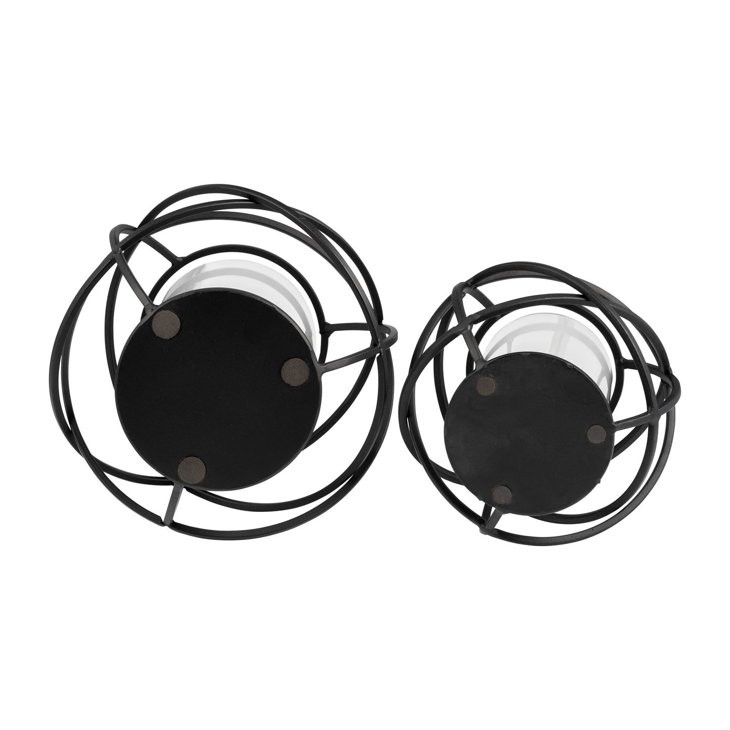 Rustic black metal swirl candle holders-set of 2