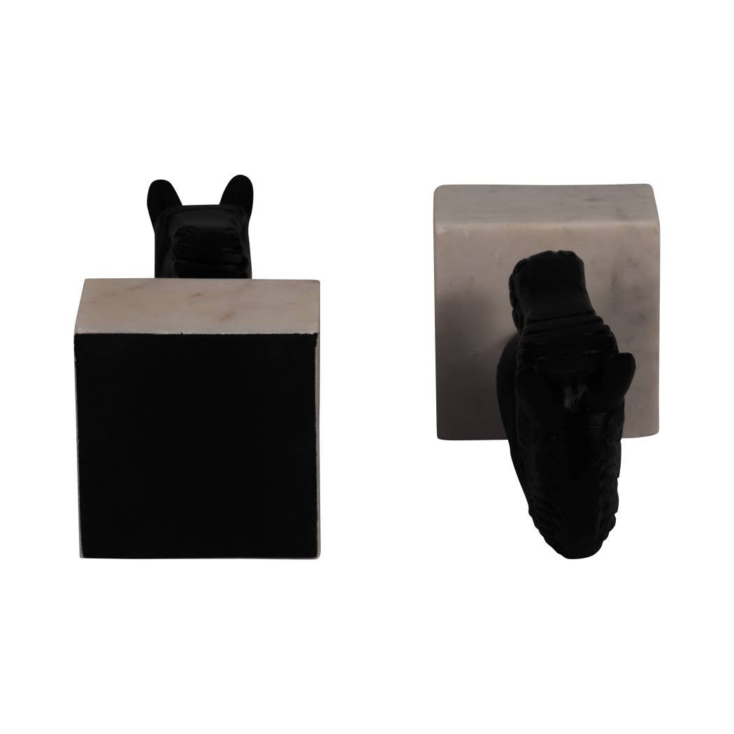 White/Black Metal Horse Head bookends on marble bases
