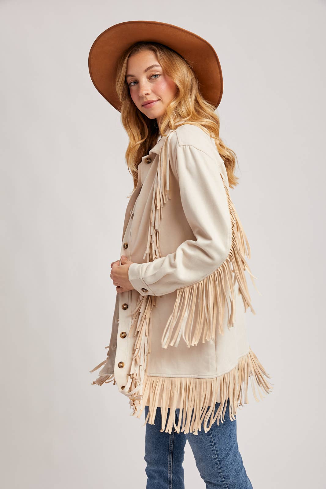 VEGAN SUEDE FRINGED JACKET