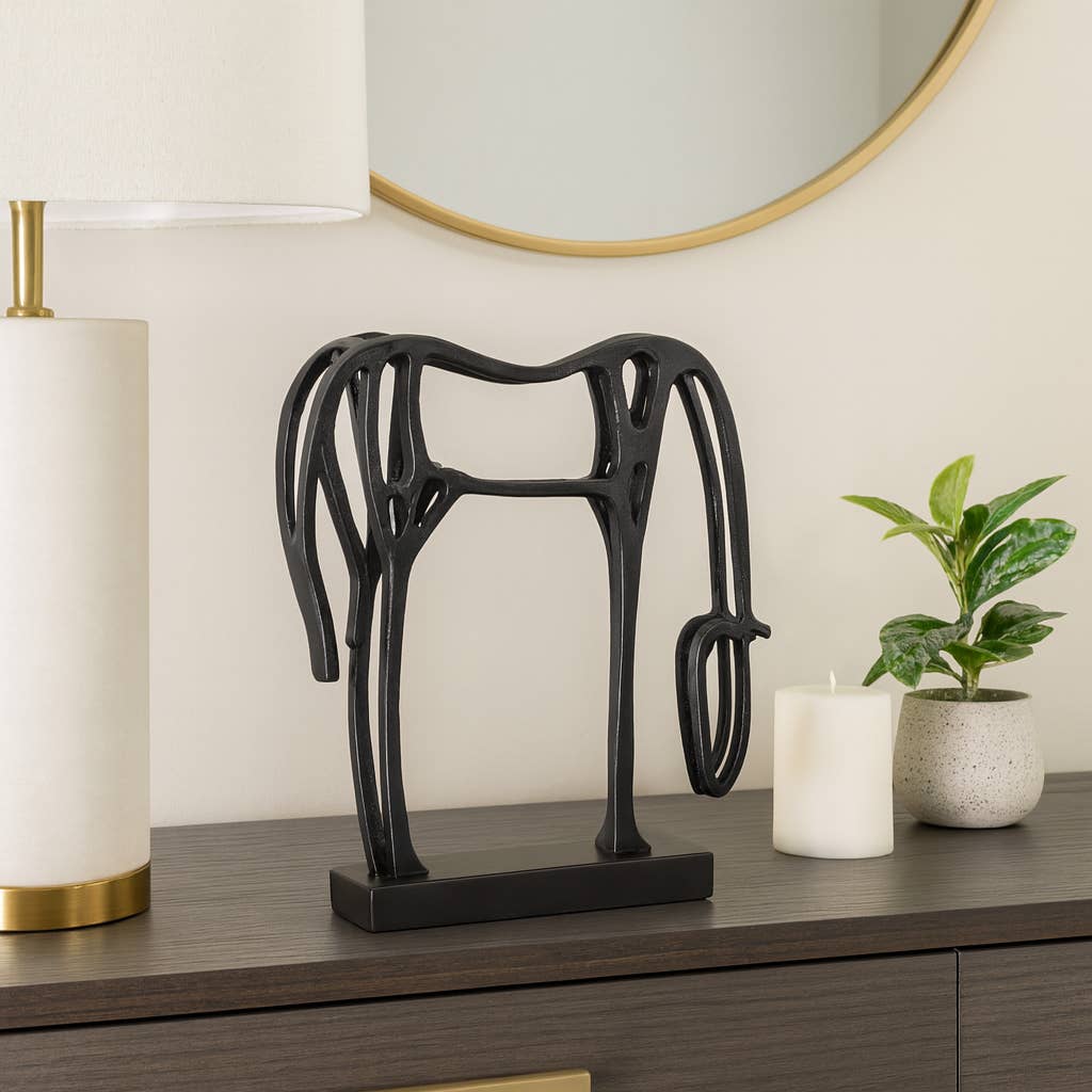 Black Metal Cut-out Horse, 15 in.