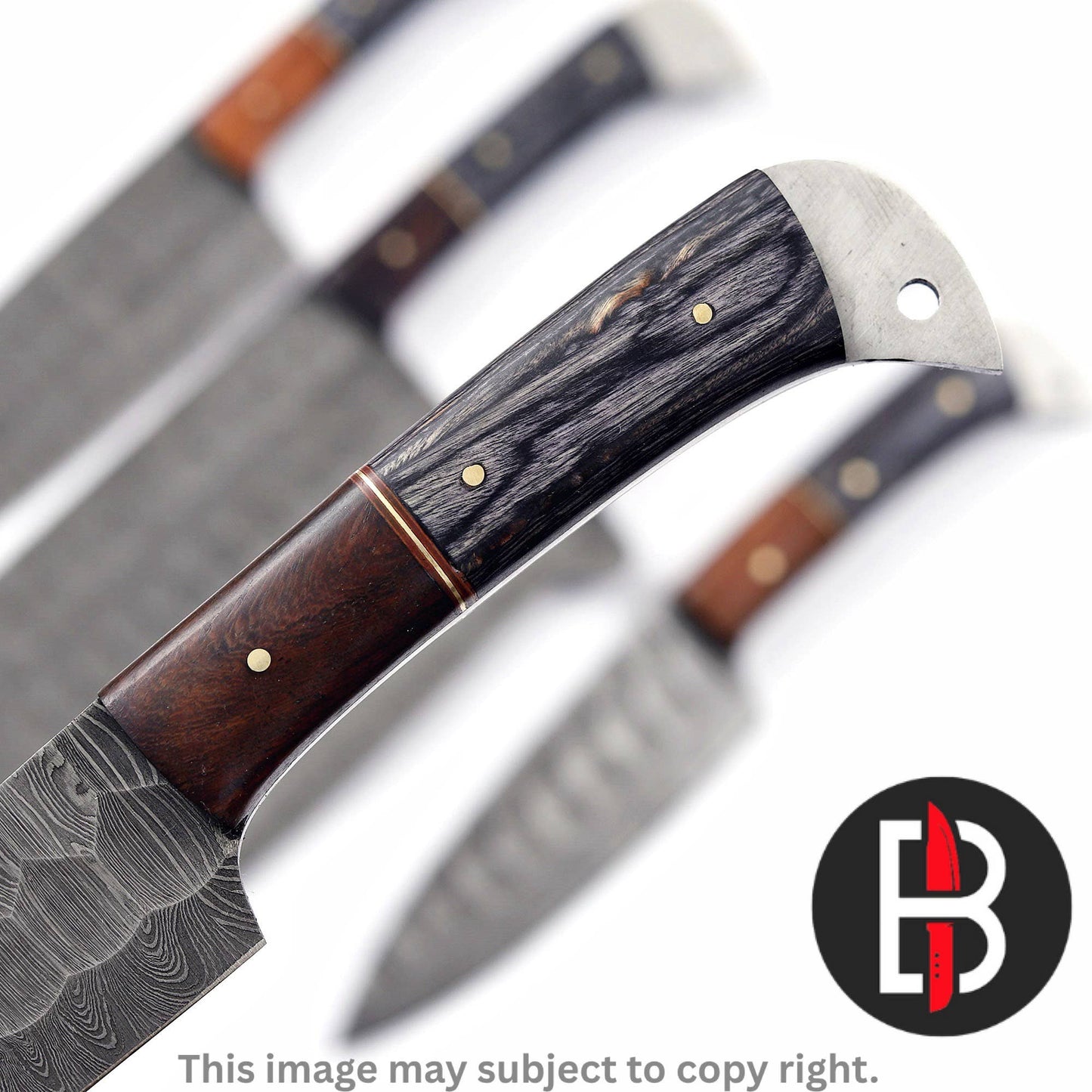 Damascus Steel Chef Set Handmade BBQ with Walnut wood handle