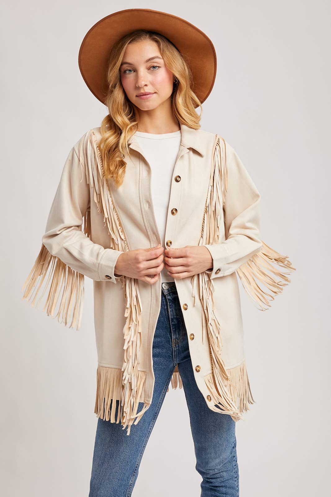 VEGAN SUEDE FRINGED JACKET