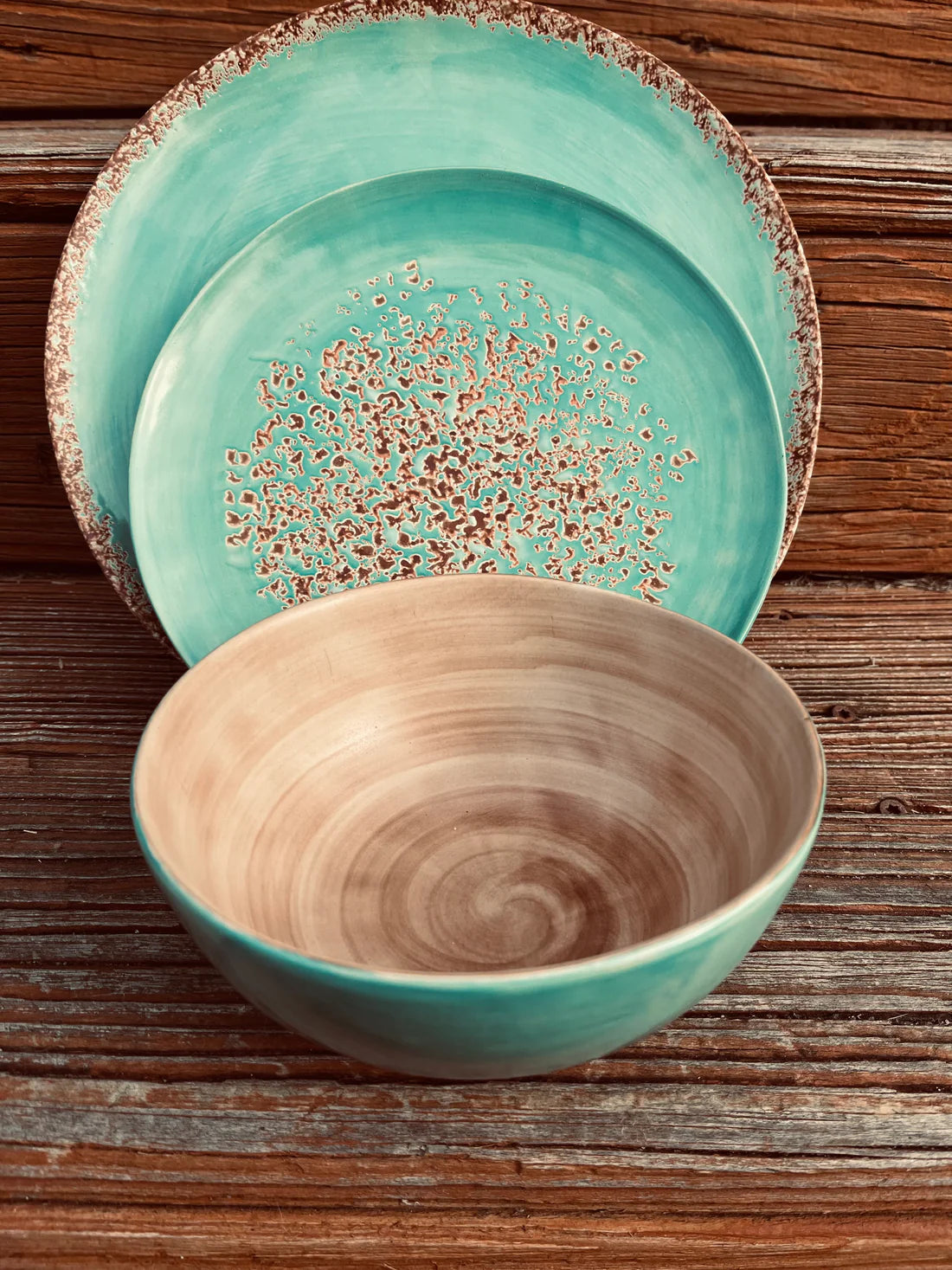 Old West Collection Turquoise Patina Dinner set.