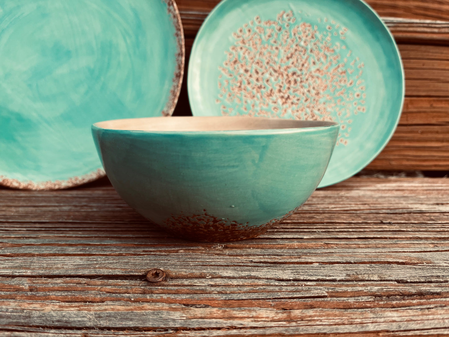 Old West Collection Turquoise Patina Dinner set.