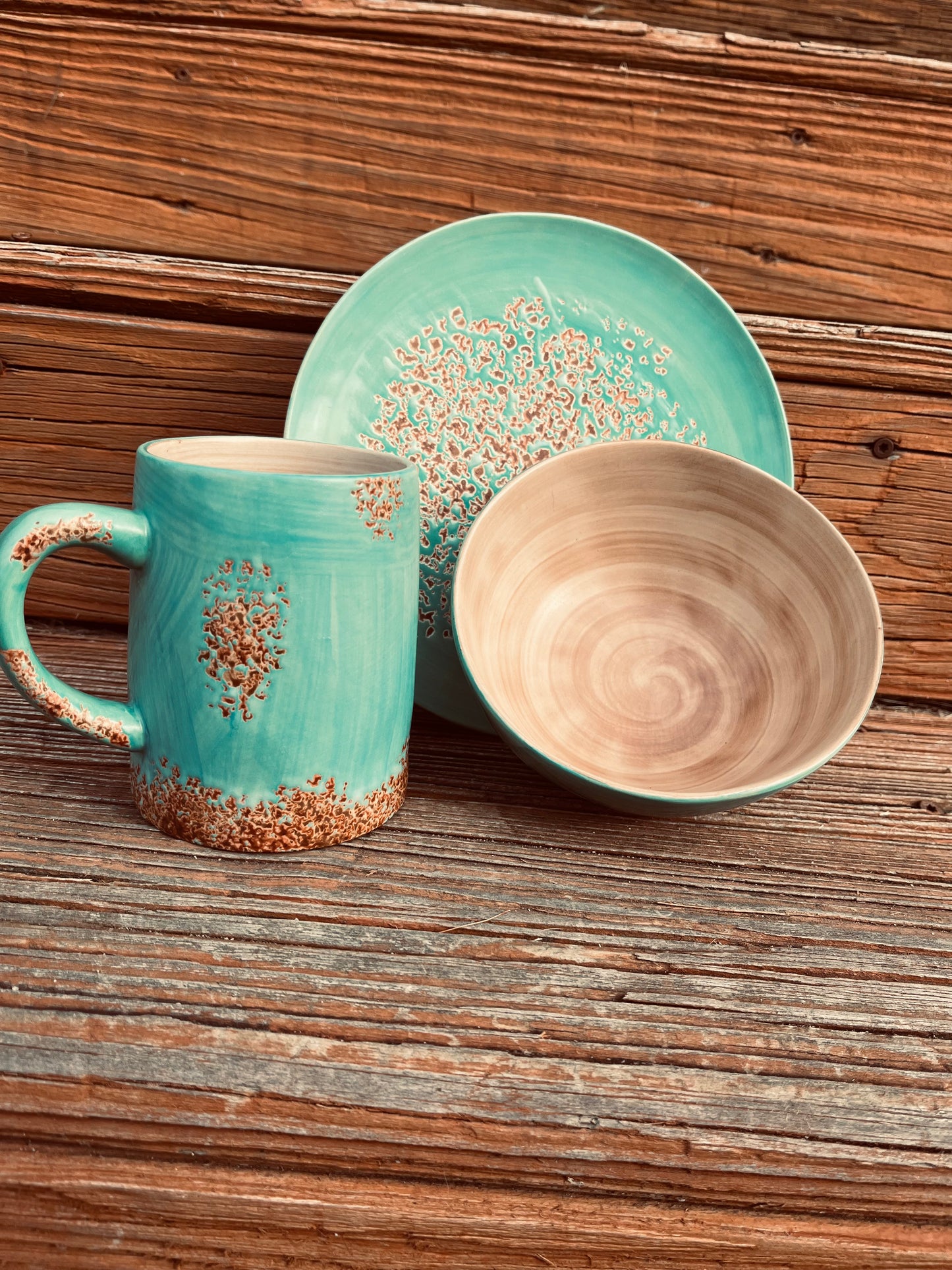 Old West Collection Turquoise Patina Dinner set.