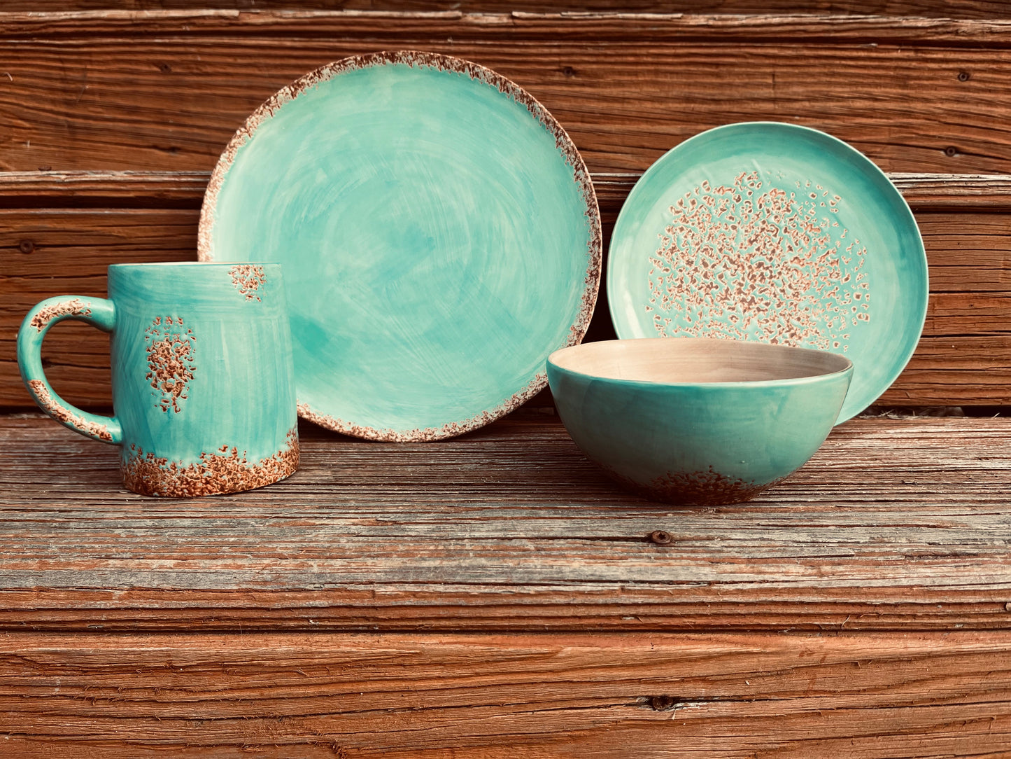 Old West Collection Turquoise Patina Dinner set.