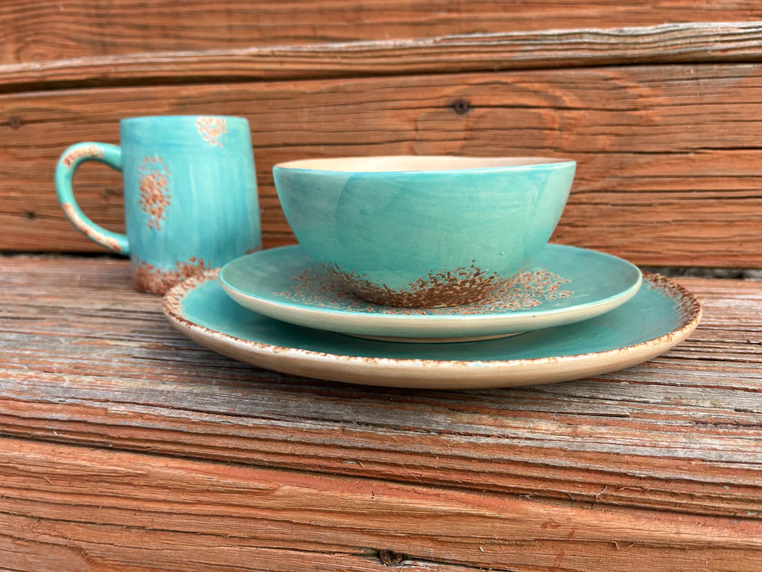 Old West Collection Turquoise Patina Dinner set.
