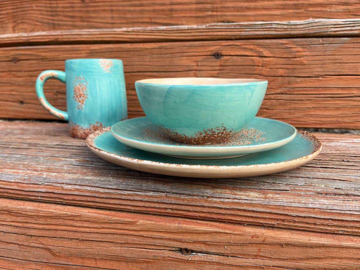 Old West Collection Turquoise Patina Dinner set.