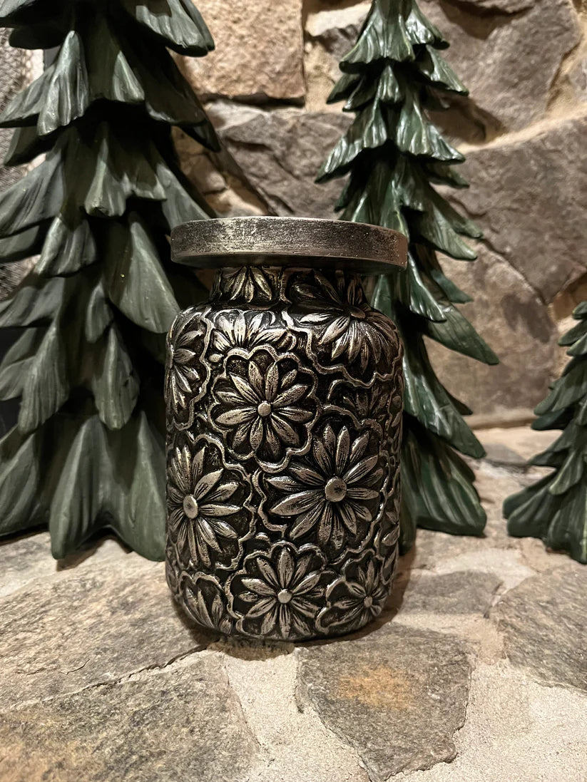 Silver Daisy Candle Pillar