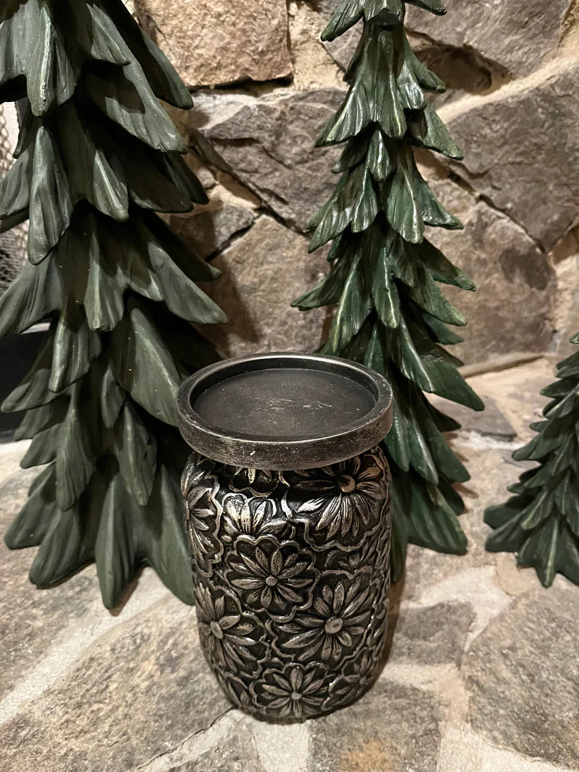 Silver Daisy Candle Pillar