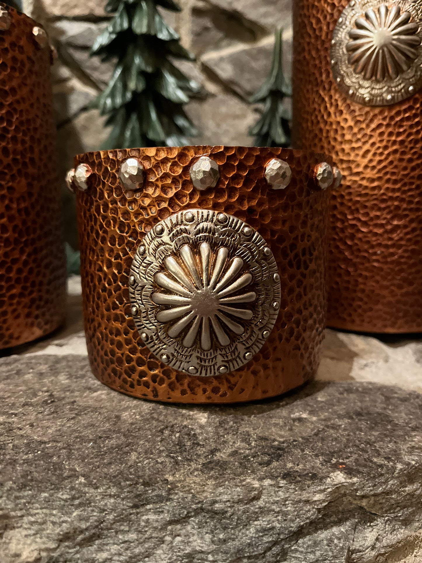 Copper candle pillar set