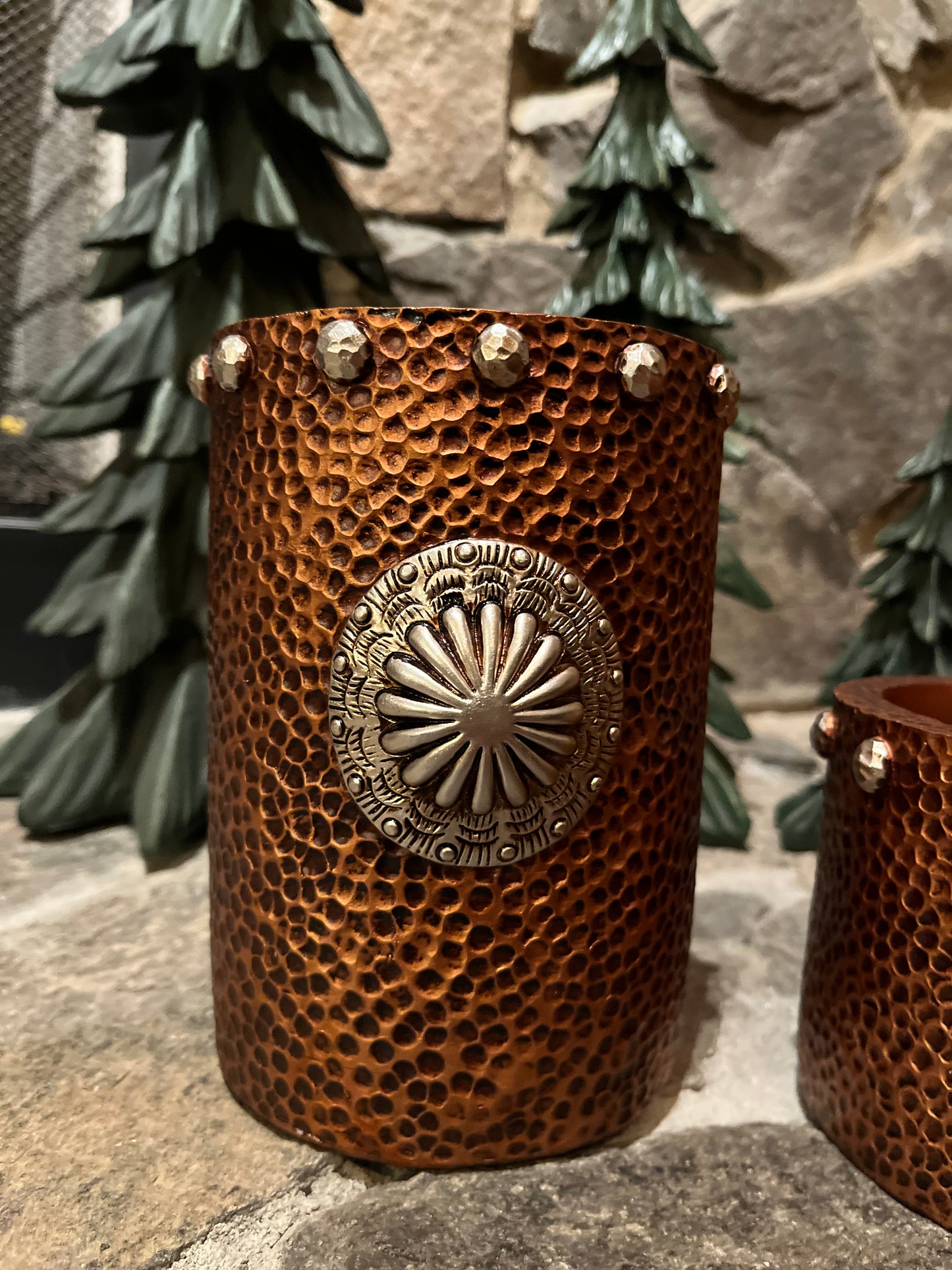 Copper candle pillar set