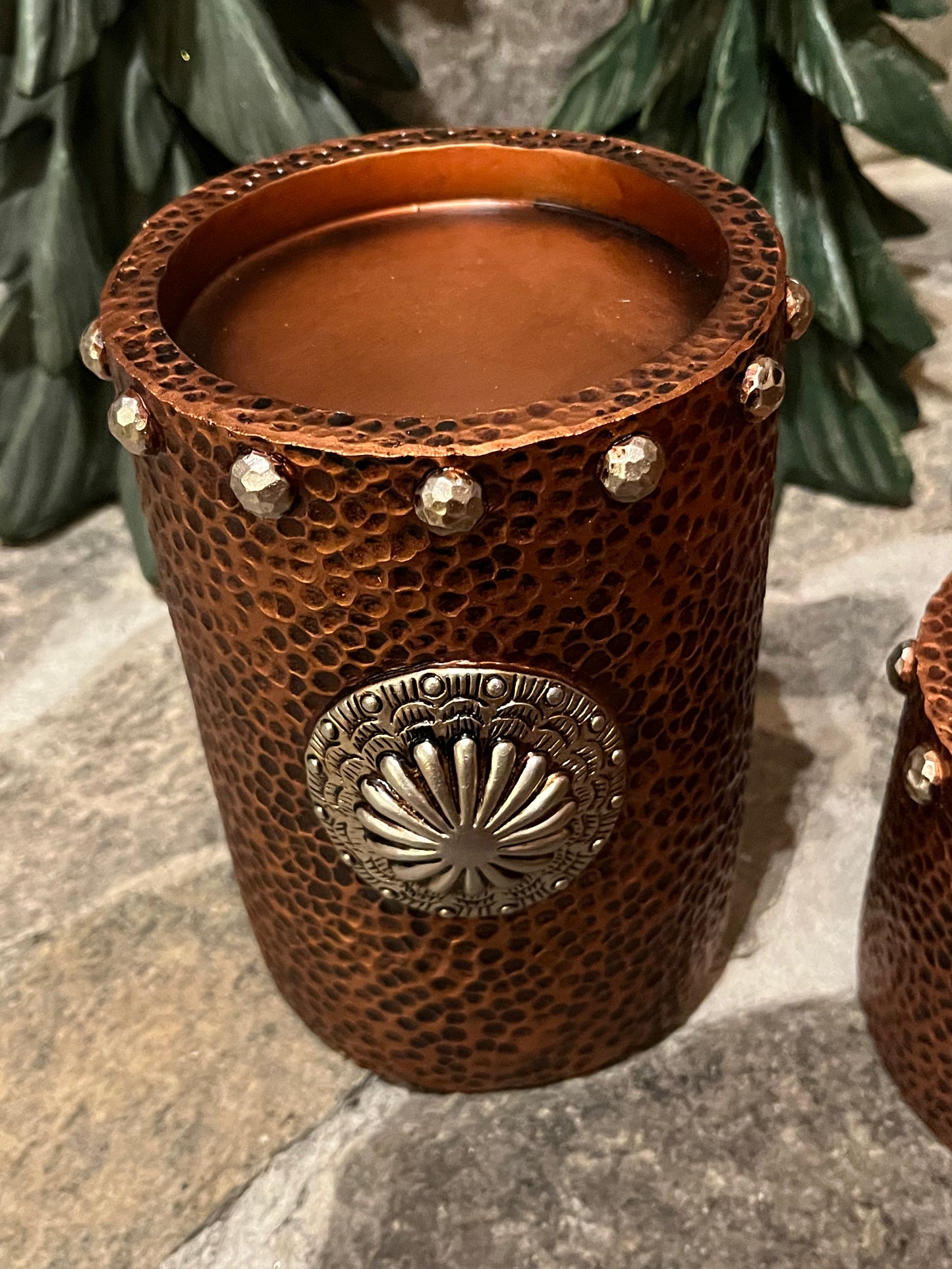 Copper candle pillar set