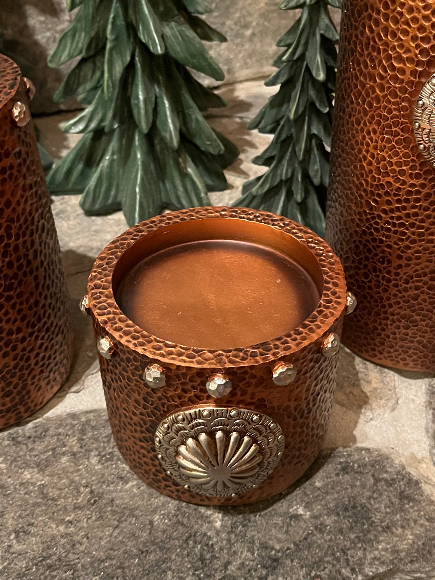 Copper candle pillar set