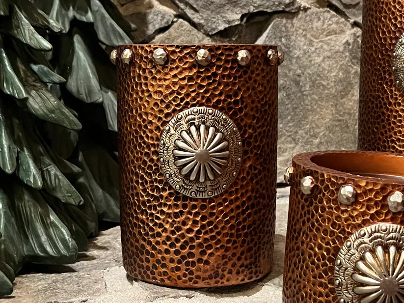 Copper candle pillar set